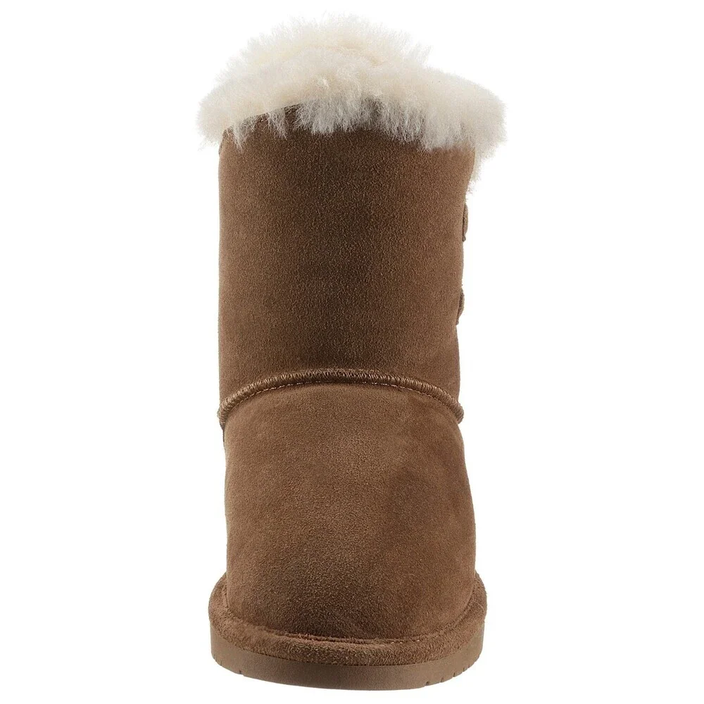 Bearpaw Rosaline Youth US 5 Boots Brown Suede Sheepskin Lined Snow Boots JOBB203